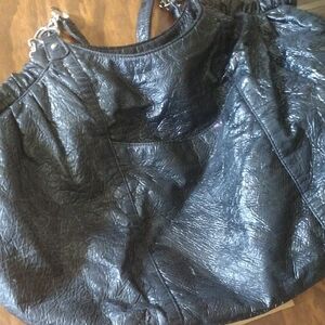 Bisou Bisou Black Shoulder Bag with Textured Finish